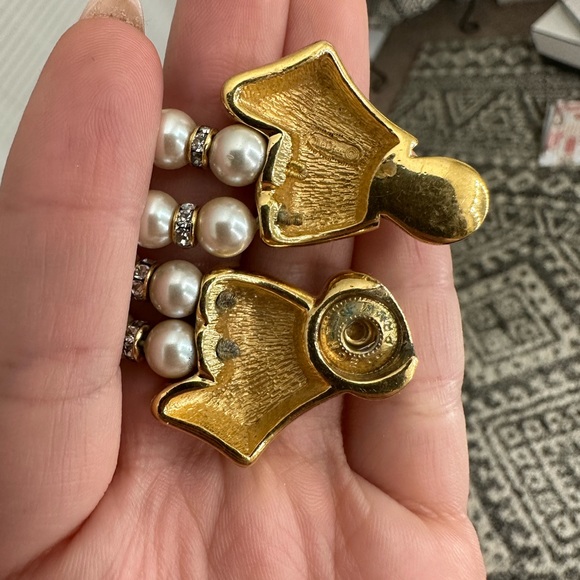 Vintage Christian Dior pearl and gold bow with Swarovski crystals necklace - Picture 6 of 14